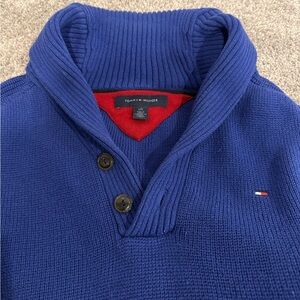 Tommy Hilfiger Men’s Cobalt Blue Turtleneck Button Sweater